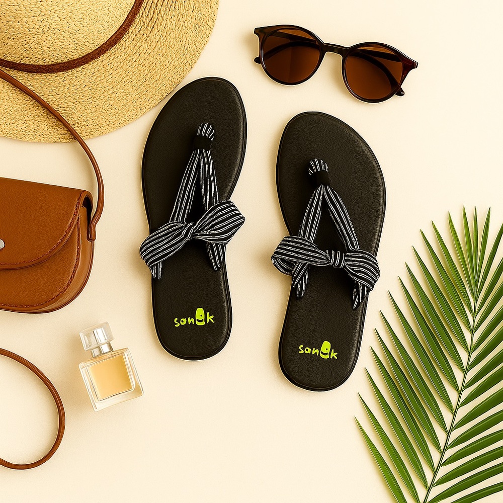 Sanuk Yoga Mat Sandals Black & White Striped